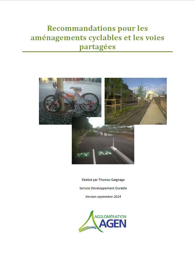 Guide de recommandations pour les aménagements cyclables et les voies partagées